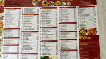 Ruby Chinese Take Away menu