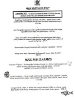 Ye Olde Rock Inn menu