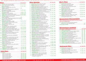 Bentzons Pizzaria menu