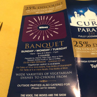 Curry Paradise menu