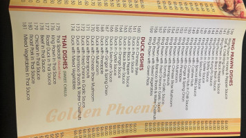 The Golden Phoenix menu