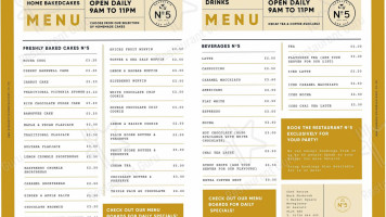 The Brasserie N@5 menu