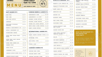 The Brasserie N@5 menu