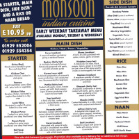 Monsoon Indian Cuisine menu