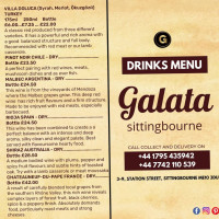 Sittingbourne Galata Meze Bar Restaurant menu