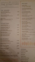 The Strafford menu