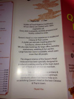 Queens Head menu