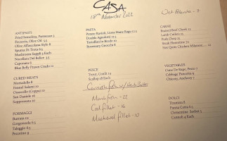 Casa Bristol menu