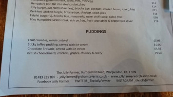 The Jolly Farmer menu