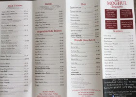 Moghul Brasserie menu
