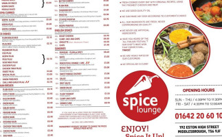 Spice Lounge menu