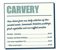 Game Cock Carvery menu