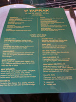 Yaprak Kitchen menu
