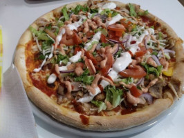 Turkish Kebab Pizza inside