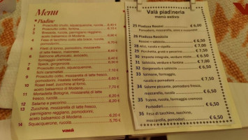 Valá Piadineria menu