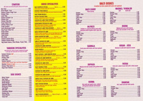 Indian Empress menu