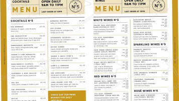 The Brasserie N@5 menu