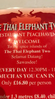 The Thai Elephant Two menu