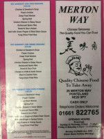 Merton Way Chinese Takeaway menu
