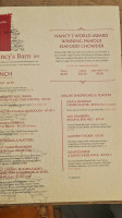 Nancy’s Barn menu