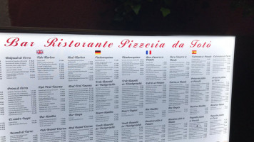 Pizzeria Da Toto menu