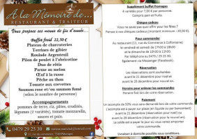 A La Memoire De menu
