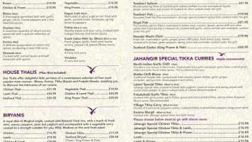 Jahangir Balti Tandoori menu