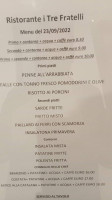 Tre Fratelli menu