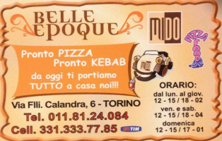 Belle Epoque Pizzeria Kebab menu