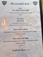 The Lunesdale Arms menu