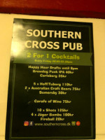 Southern Cross Pub menu