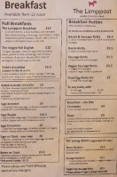 The Lamppost Cafe Burrs Country Park menu