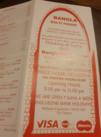 Bangla Balti House menu