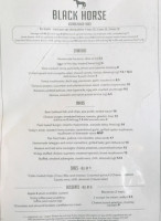 The Black Horse menu