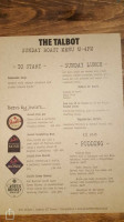 The Talbot Country Inn menu