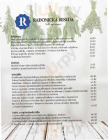 Radonická Beseda menu