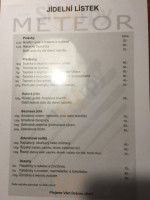 Restaurace Meteor menu