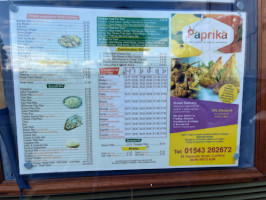 Paprika Indian Takeaway menu