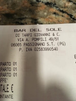 Del Sole menu