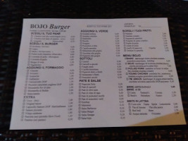 Bojo Burger menu