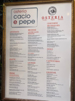 Osteria Cacio E Pepe menu