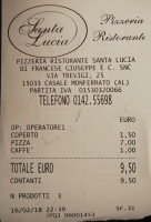 Pizzeria Santa Lucia menu