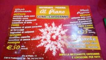 Pizzeria Al Piano menu