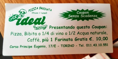 Pizzeria Ideal menu