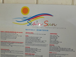 Sea'n Sun Lounge Bar Restaurant menu