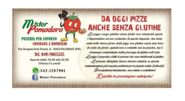 Mister Pomodoro Pizzeria Per Asporto menu