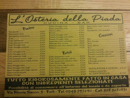 L'osteria Della Piada menu