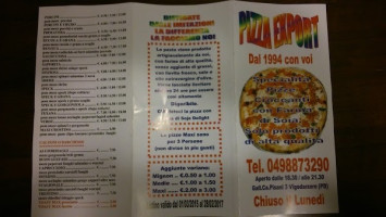 Pizza Export menu