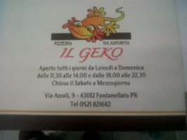 Pizzeria D'asporto Il Geko menu