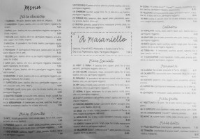 Masaniello Pizzeria Etica menu